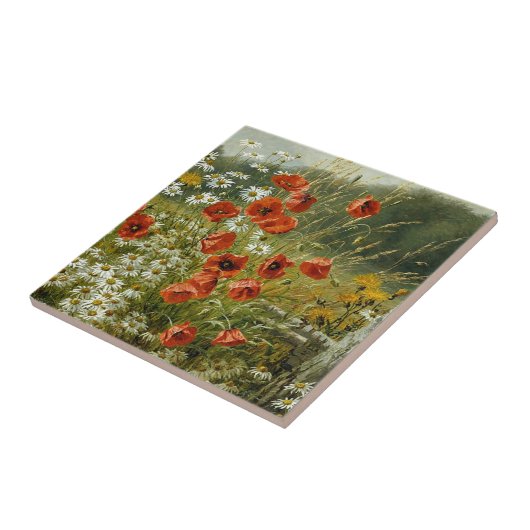 Klaprozen en irissen tegeltje (Zijkant)