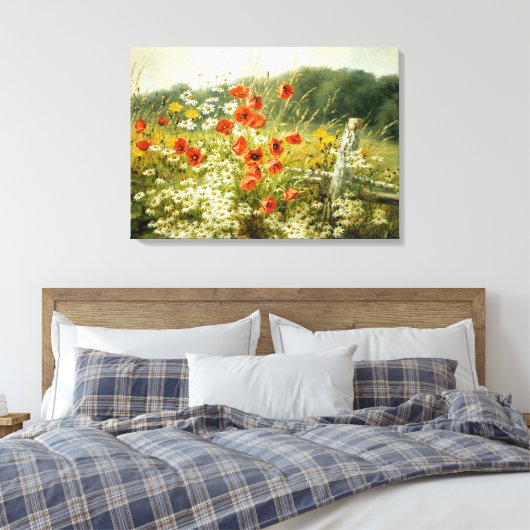 Klaprozen en Madeliefjes Canvas Afdruk (Insitu (Slaapkamer))