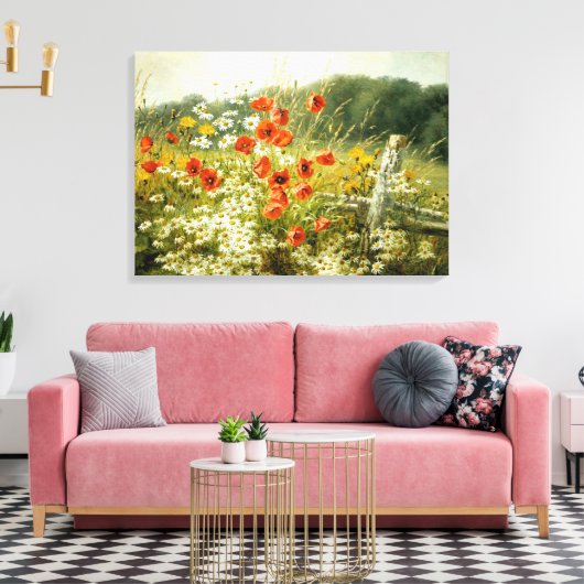 Klaprozen en Madeliefjes Canvas Afdruk (Insitu (Woonkamer))