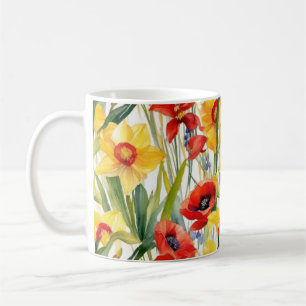 Klaprozen en narcissen vrolijke kunst koffiemok