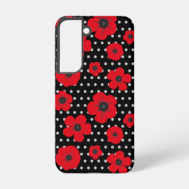 Klaprozen en Stippen Rood Zwart Modern Samsung Galaxy Hoesje