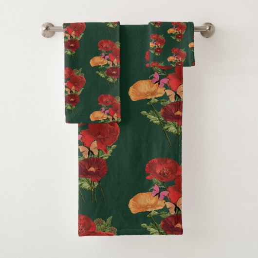 Klaprozen en vlinders  bad handdoek (Insitu)