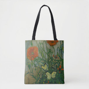 Klaprozen en vlinders door Vincent Van Gogh Tote Bag