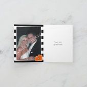 Klaprozen en zwart-wit gestreepte trouw Dank je Bedankkaart (Binnen)