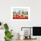 Klaprozen feest rode bloemen. poster (Thuiskantoor)