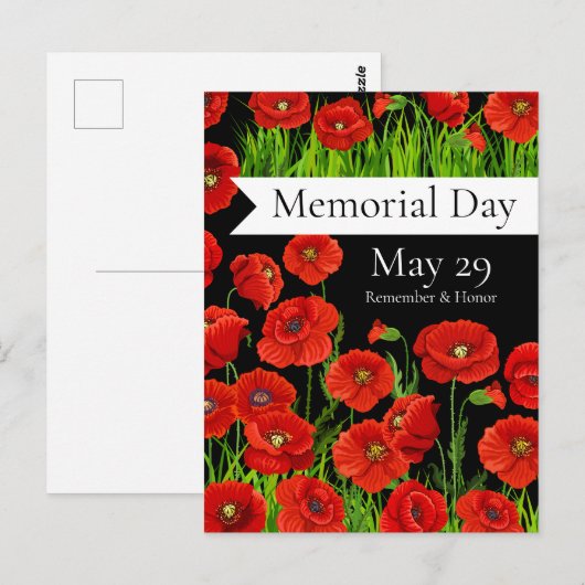 Klaprozen Herdenkingsdag Briefkaart (Voorkant / Achterkant)