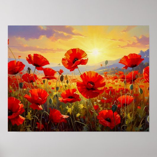 Klaprozen in het avondlicht poster (Voorkant)
