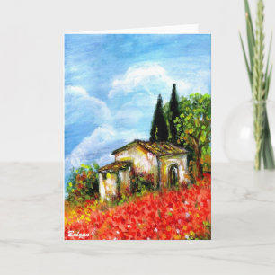KLAPROZEN IN TUSCAAN LANDSCHAP Rode Bloemvelden Kaart
