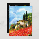 KLAPROZEN IN TUSCAAN LANDSCHAP Rode Bloemvelden Uitnodiging Briefkaart (Voorkant / Achterkant)