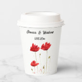 Klaprozen Klaproos Rood bloemig Aquarel Bruiloften Papieren Bekers (Voorkant)