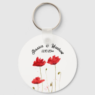 Klaprozen Klaproos Rood bloemig Aquarel Bruiloften Sleutelhanger