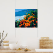Klaprozen langs de Pacifische kust bij Big Sur Poster (Keuken)
