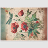 klaprozen & libellen botanische efemera tissuepapier (Voorkant)