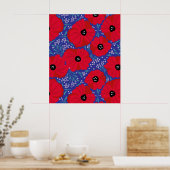 Klaprozen op paars hand-geïllustreerd poster (Keuken)