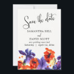 Klaprozen, Paarse Iris Aquarel Save the Date<br><div class="desc">Deze huwelijkscollectie bevat een krachtig waterverf bloemmotief en een prachtig, uitgewerkt schrifttype. De woorden "Save the date" zijn weergegeven in een uitgewerkt schrifttype en opgeslagen als een typografische grafische overlay in dit ontwerp. Sjabloonvelden maken het gemakkelijk om je eigen details toe te voegen. Bewerkbare tekst verschijnt in een veelzijdig schreef-lettertype....</div>