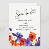 Klaprozen, Paarse Irissen Aquarel Save-the-Date Save The Date (Voorkant / Achterkant)