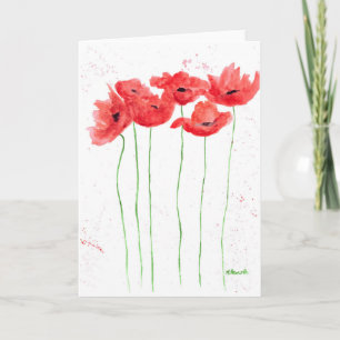 Klaprozen rode bloemen aquarel natuur klaproos kaart