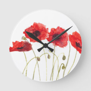 Klaprozen rode bloemen Klaproos aquarel bloemstuk  Ronde Klok