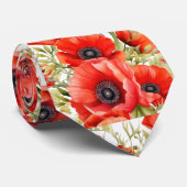 Klaprozen Rode Papavers Bloem Halseband Stropdas (Opgerold)
