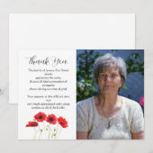Klaprozen Rood Bloemstuk Funeral Doden Dank je Kaart (Voorkant / Achterkant)