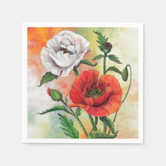 Klaprozen Servetten Klaprozen Bloemen (Voorkant)
