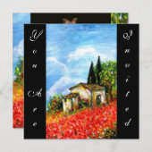 KLAPROZEN TUSCAAN LANDSCHAP Rode Bloemvelden Zwart Kaart (Voorkant / Achterkant)