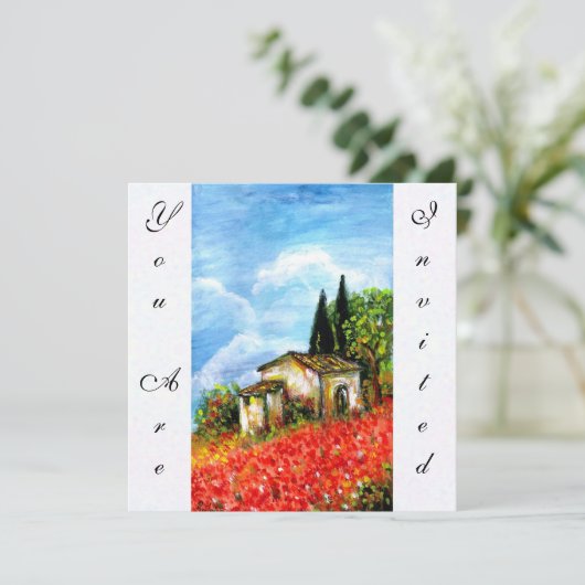KLAPROZEN TUSCANSE LANDSCHAP Rode Bloemvelden Wit Kaart (Staand voorkant)