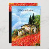 KLAPROZEN TUSCANSE LANDSCHAP Rode Bloemvelden Zwar Kaart (Voorkant / Achterkant)