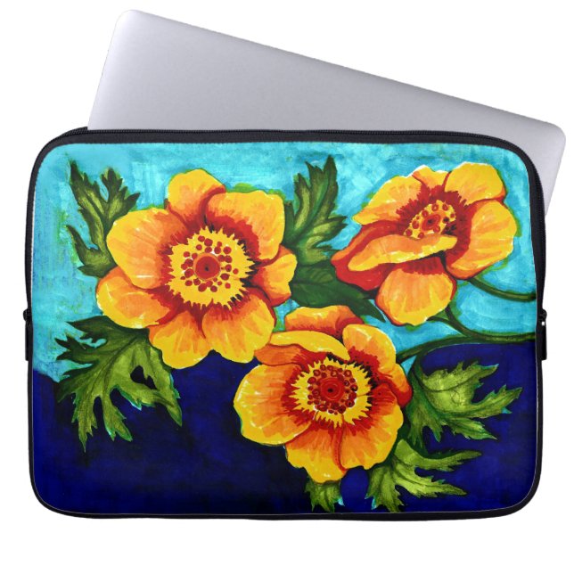 Klaprozen voor energie   laptop sleeve (Voorkant)