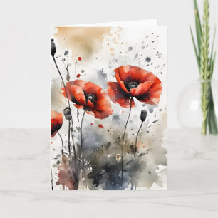 Klaprozen - Watercolor bloemen Kaart