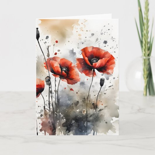 Klaprozen - Watercolor bloemen Kaart (Voorkant)