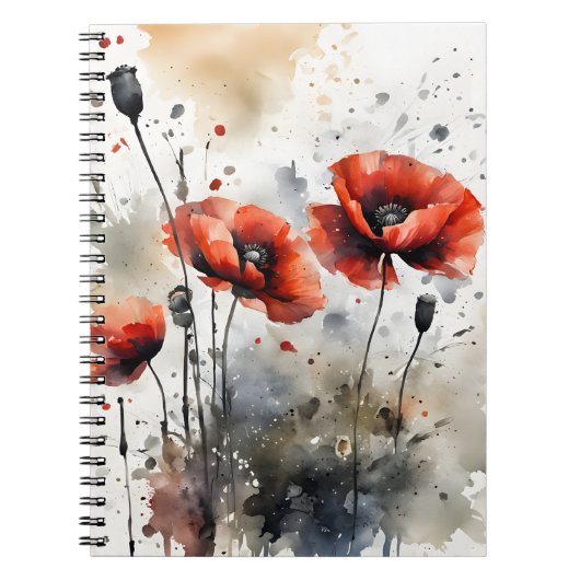 Klaprozen - Watercolor bloemen Notitieboek (Voorkant)