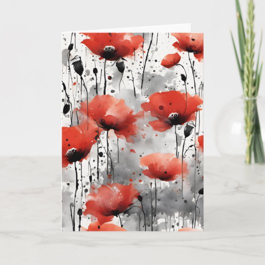 Klaprozen - Waterverf bloemen Kaart (Voorkant)
