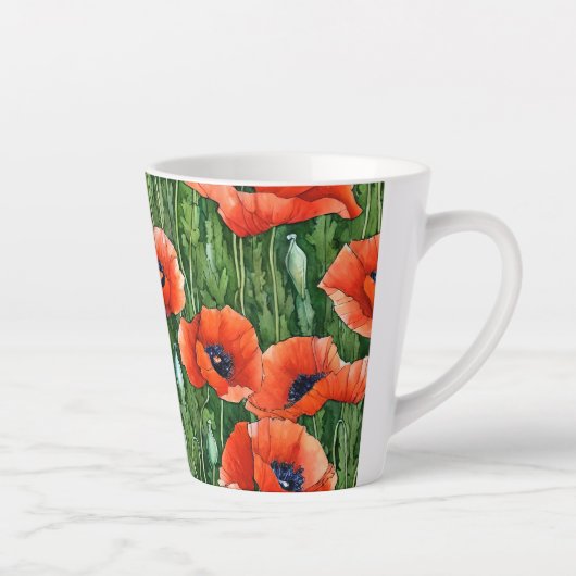  klaprozen waterverf ontwerp latte mok (Rechts)