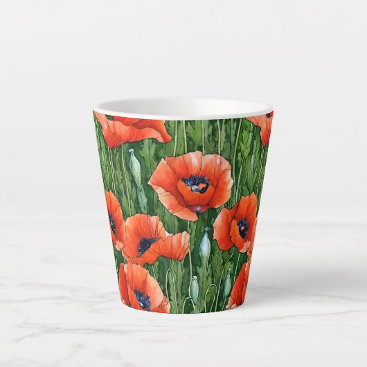  klaprozen waterverf ontwerp latte mok (Voorkant)