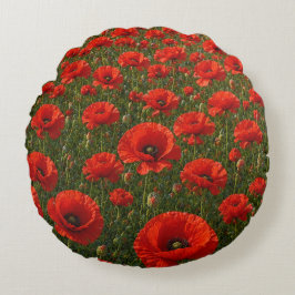 Klaprozenveld rond kussen