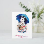 Klapsaddle: PaasBunny-meisje met paraplu Feestdagenkaart (Staand voorkant)