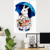 Klapsaddle: PaasBunny-meisje met paraplu Poster (Thuiskantoor)