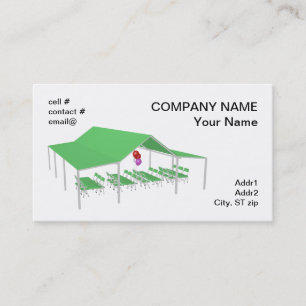 klapstoel en tafels met partijballonnen visitekaartje