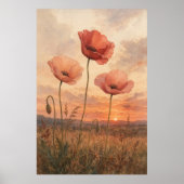 Klapveld schemering aquarel cottagecore poster (Voorkant)