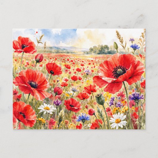Klapveld - Waterverf Klaproos Briefkaart (Voorkant)