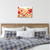 Klapveld - Waterverf Klaproos Canvas Afdruk (Insitu (Slaapkamer))
