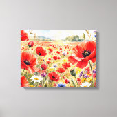 Klapveld - Waterverf Klaproos Canvas Afdruk (Voorkant)