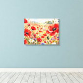 Klapveld - Waterverf Klaproos Canvas Afdruk (Insitu (Houten vloer))