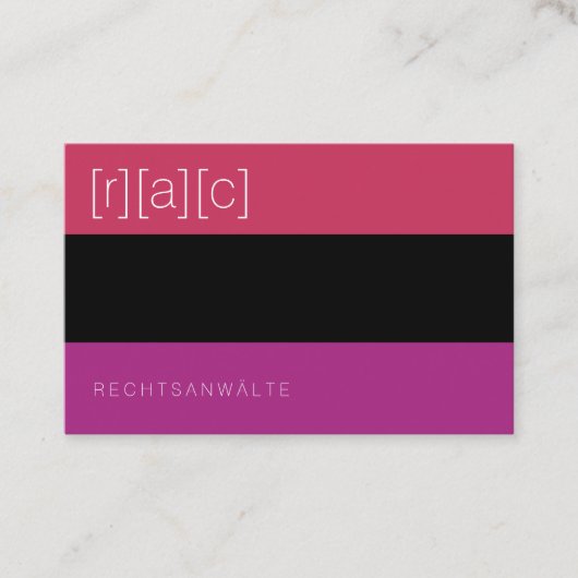 Klar, farbig, deutlich visitekaartje (Voorkant)