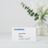 Klare Visitenkarte mit blau Visitekaartje (Staand voorkant)