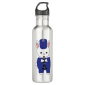 Klarinet Bunny Konijn Marching Band Blauw Wit Waterfles (Voorkant)