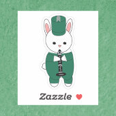 Klarinet Bunny Konijn Marching Band Groen Wit Sticker