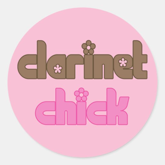 klarinet chick muziek cadeau ronde sticker (Voorkant)