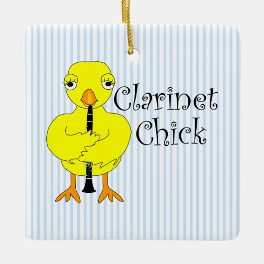 klarinet chick tekst keramisch ornament (Voorkant)